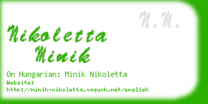 nikoletta minik business card